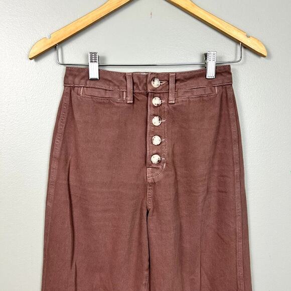 Reformation Lexi High Rise Wide Leg Jeans Rye Wash Colored Denim Pants size 24 - Picture 3 of 9